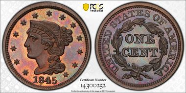 1845 1C Newcomb 8 PR66+ BN