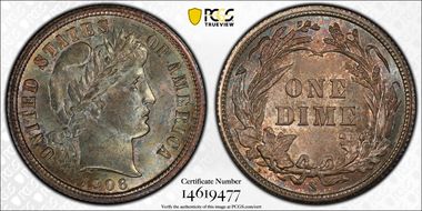 1906-S 10C MS64