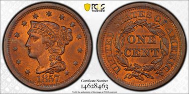 1857 1C N-1 Large Date MS64RB