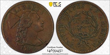 1794 1C S-46, Crossed E VF30BN