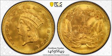 1889 G$1 MS67+
