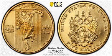 1992-W $5 Olympic MS70