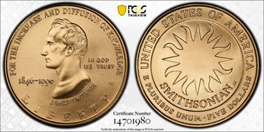1996-W $5 Smithsonian MS70