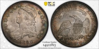 1820 50C O-106 Sq. 2, Lg Date, No Knob AU53