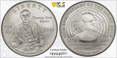 2004-P $1 Edison MS70