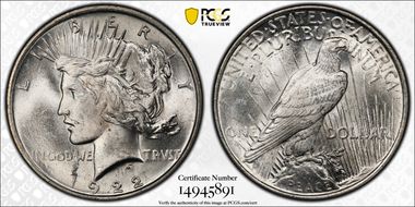 1922 $1 VAM 12A, Moustache MS63