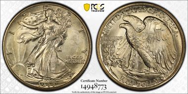 1944-D 50C FS-901 Hand Engraved Initials MS65