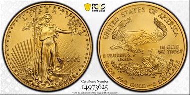 2008-W $5 Burnished Gold Eagle SP70