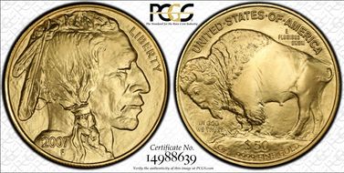 2007 $50 American Buffalo .9999 Fine Gold MS69