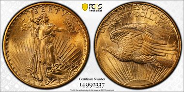 1908 $20 No Motto MS64