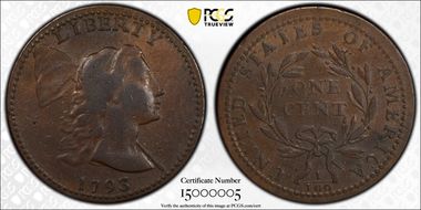 1793 1C Liberty Cap, S-13 VF25BN