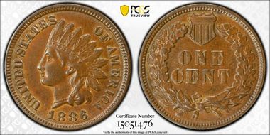 1886 1C Type 1 AU58+ BN