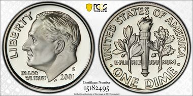 2001-S 10C Silver PR70DCAM