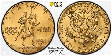 1984-W $10 Olympic MS70