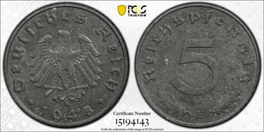 1948-E 5 Pfg J-374 MS64