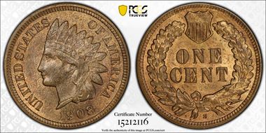 1908-S 1C MS64RB