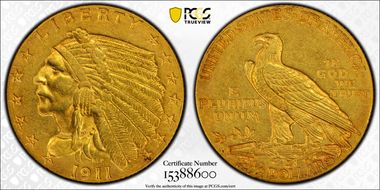 1911-D $2.50 AU55