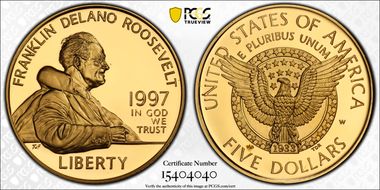 1997-W $5 F.D.R. PR70DCAM