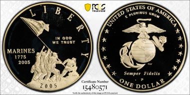 2005-P $1 Marine Corps PR70DCAM