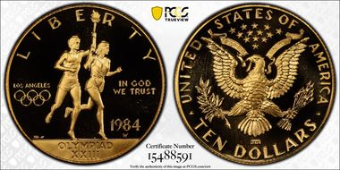 1984-W $10 Olympic PR70DCAM