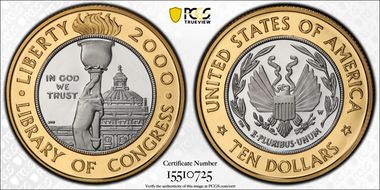 2000-W $10 Library Moy Signature PR70DCAM