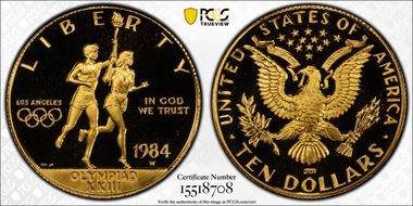 1984-W $10 Olympic PR70DCAM