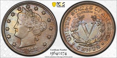1912-S 5C MS64