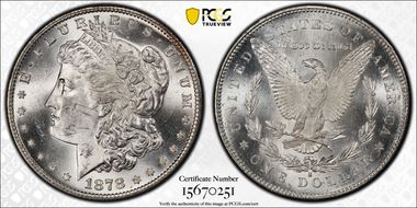 1878-S $1 VAM 19, Torn Bonnet MS62