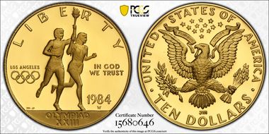 1984-W $10 Olympic PR70DCAM