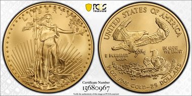 2008-W $25 Burnished Gold Eagle SP70