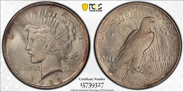 1922 $1 VAM 5 Tripled Leaves MS63