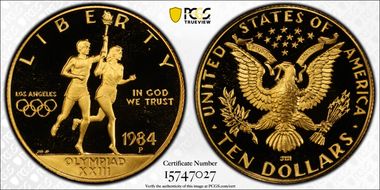 1984-P $10 Olympic PR70DCAM