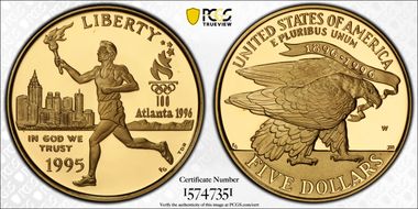1995-W $5 Torch Runner PR70DCAM
