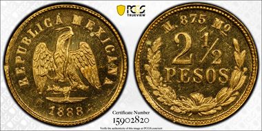 1888-Mo M 2-1/2 P MS64+ PL