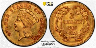 1865 $3 MS64