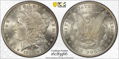 1885 $1 VAM 1A Pitted Reverse MS65