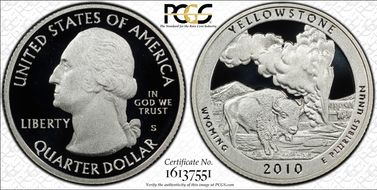 2010-S 25C Yellowstone NP - Silver PR70DCAM