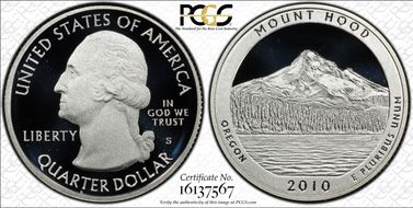2010-S 25C Mount Hood NP - Silver PR70DCAM