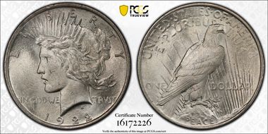 1922 $1 VAM 5 Tripled Leaves MS64