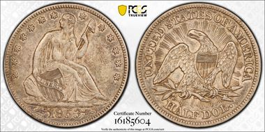 1853 50C Arrows and Rays XF45