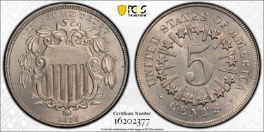 1866 5C Rays MS64