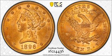 1896 $10 MS62