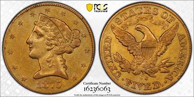 1875-CC $5 XF45