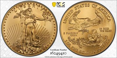 2008-W $50 Burnished Gold Eagle SP70