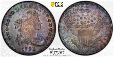 1798 $1 BB-108, 10 Arrows AU58+
