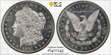 1891 $1 MS62DMPL