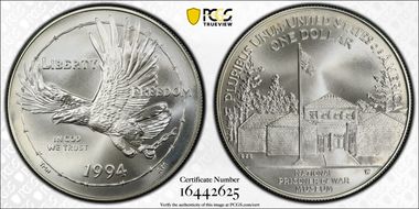 1994-W $1 P. O. W. MS70