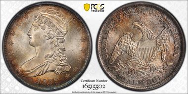 1839 50C Capped Bust MS64