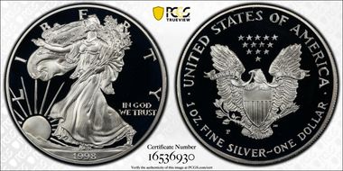 1998-P $1 Silver Eagle PR70DCAM
