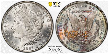 1891-CC $1 VAM 3, Spitting Eagle MS63